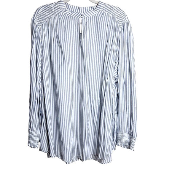 LOFT Tops - Loft Long Sleeve Spring Popover Blouse Blue & White Stripe Size 26 | NWT